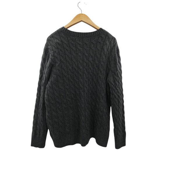Express Men’s Gray Fisherman Cable Knit Sweater XL Chunky Preppy Classic - Picture 3 of 6